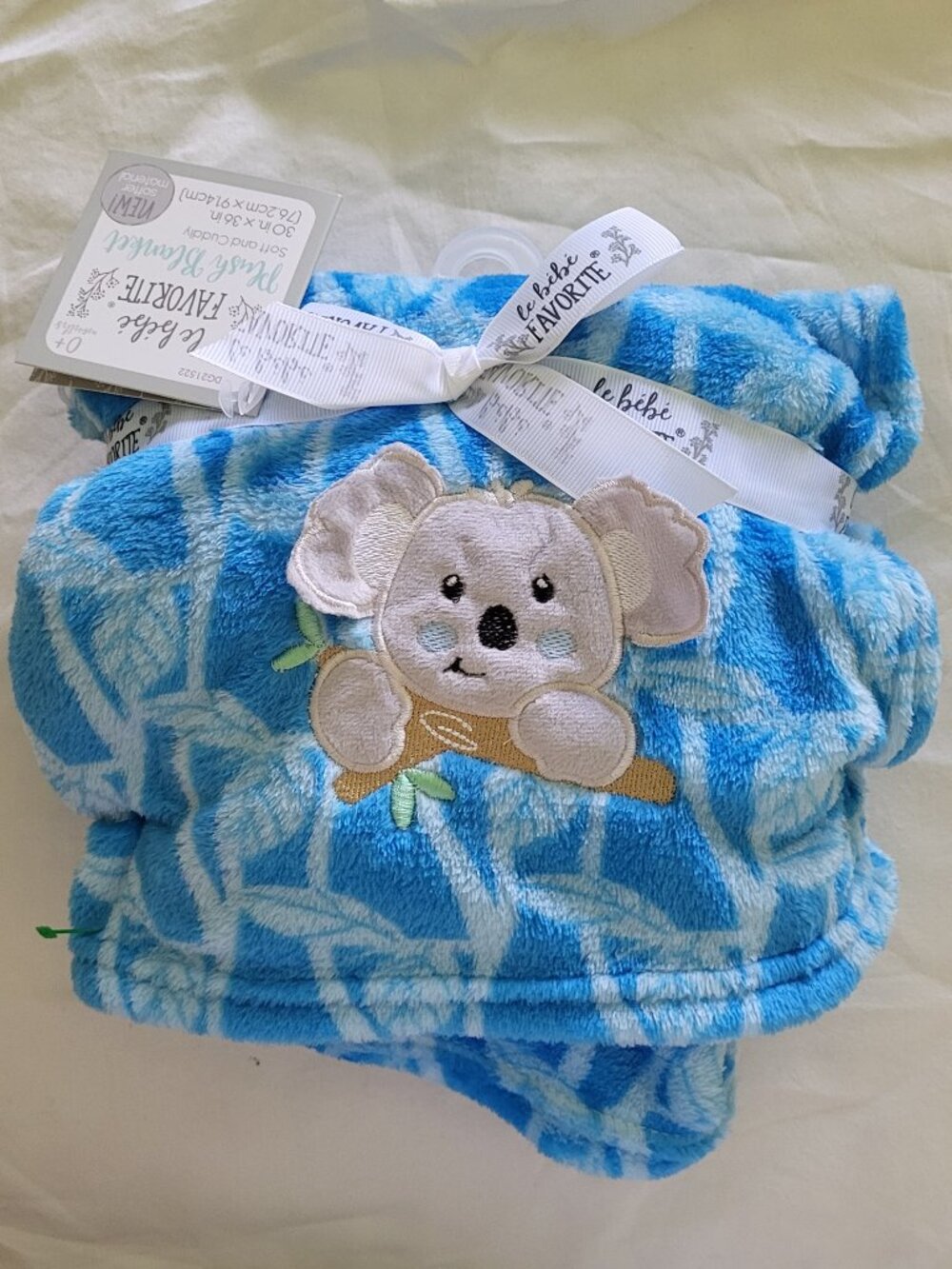 Le Bebe Favorite Koala Baby Blanket New Blue Plush Nwt 30x36‎ Nursery